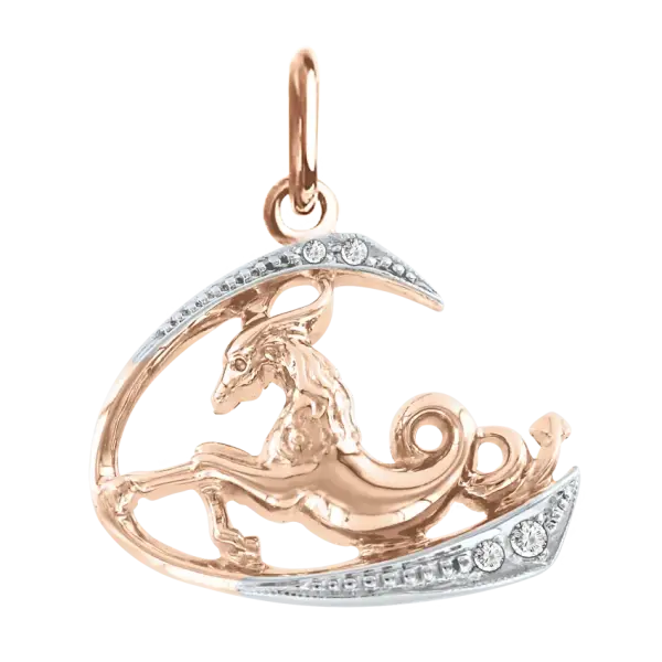 Artikelbild des Artikels “Anhänger Sternzeichen Steinbock aus 585 Rotgold mit Zirkonia, Höhe 25 mm “