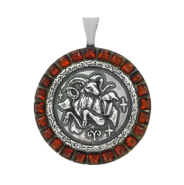 Artikelbild des Artikels “Anhänger Sternzeichen Widder aus 925 Silber mit echtem Bernstein, Höhe 41 mm “