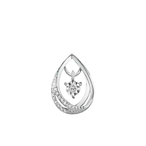 Product image of the product “Pendant “Drop with Floating Solitaire” in 585 White Gold with Diamonds ”
