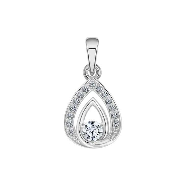 Product image of the product “Pendant “Teardrop with Stone Border” in 585 White Gold with Cubic Zirconia ”