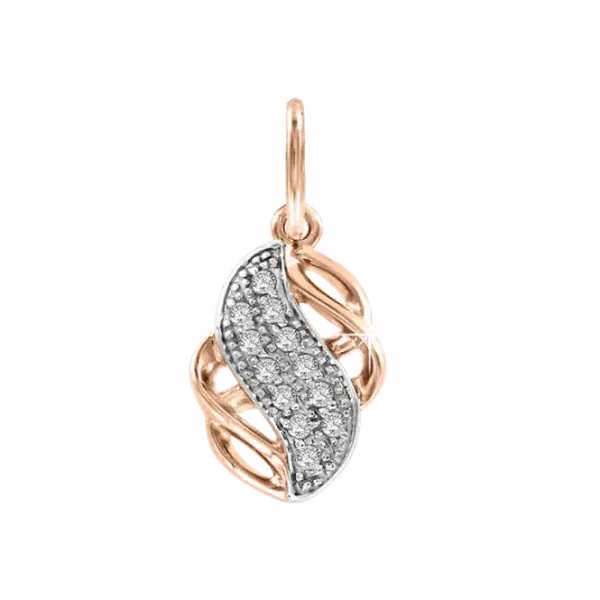 Product image of the product “Pendant “Wave with Stones” in 585 Two-Tone Gold with Cubic Zirconia ”