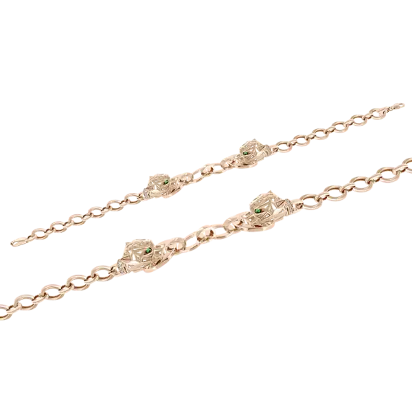 Product image of the product “Bracelet “Anchor Chain with Cat Heads” in 585 Rose Gold with Cubic Zirconia ”