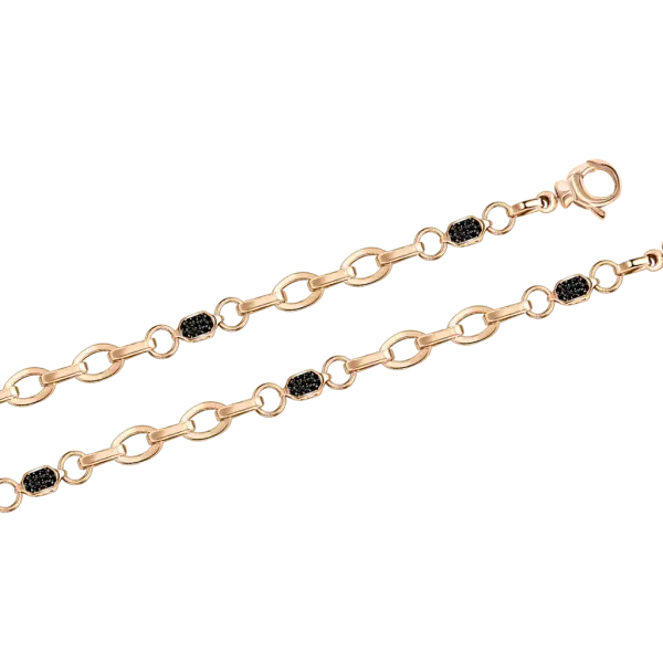 Product image of the product “Bracelet “Anchor Chain with Black Stones” in 585 Rose Gold with Cubic Zirconia ”