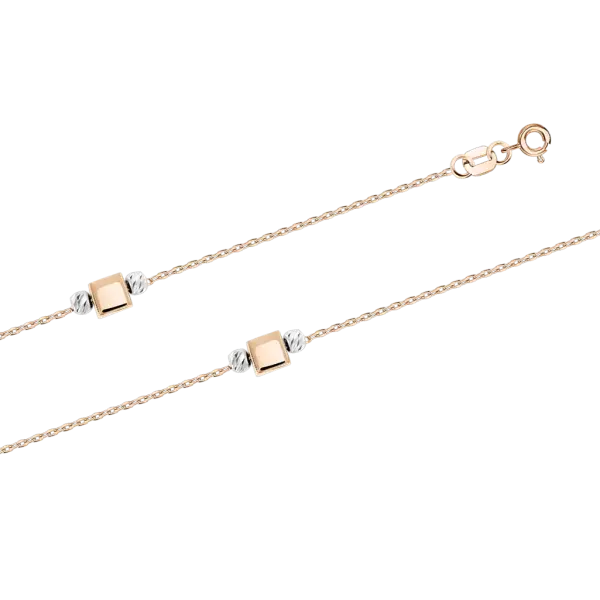 Artikelbild des Artikels “Armband „Ankerkette mit Würfeln“ aus 585 Rotgold “
