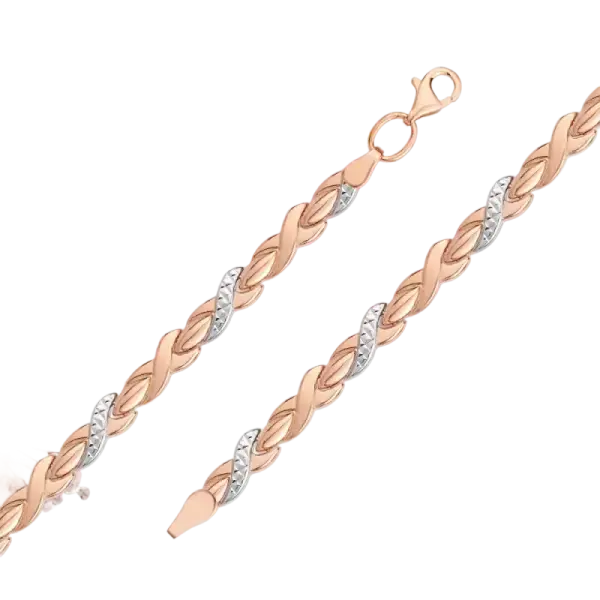 Artikelbild des Artikels “Armband „Gedrehte Glieder“ aus 585 Bicolor-Gold mit Diamanten “