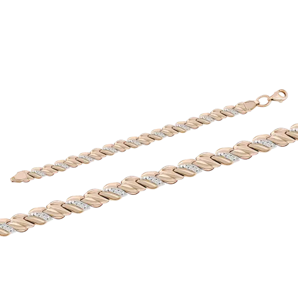 Artikelbild des Artikels “Armband „Gedrehte Glieder mit Steinbesatz“ aus 585 Rotgold “