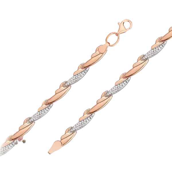 Artikelbild des Artikels “Armband „Gedrehte Glieder mit Steinen“ aus 585 Bicolor-Gold mit Diamanten “