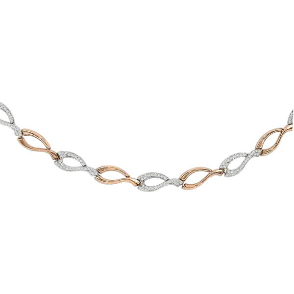 Product image of the product “Bracelet “Wavy Links with Stones” in 585 Two-Tone Gold with Cubic Zirconia ”