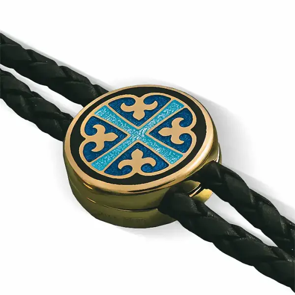 Product image of the product “Bracelet “Leather Cord with Enamel Disc” in Gold-Plated 925 Sterling Silver ”