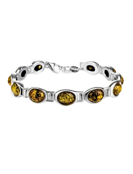 Product image of the product “Bracelet “Oval Stones in a Row” in 925 Sterling Silver with Amber ”