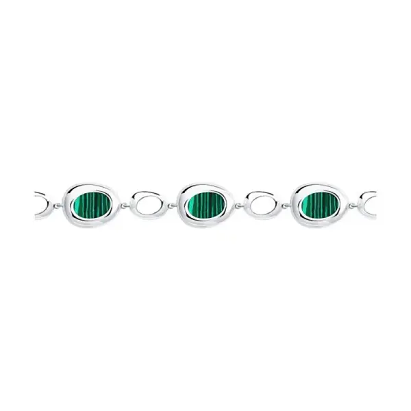 Product image of the product “Bracelet “Oval Malachite Stones” in 925 Sterling Silver with Malachite ”