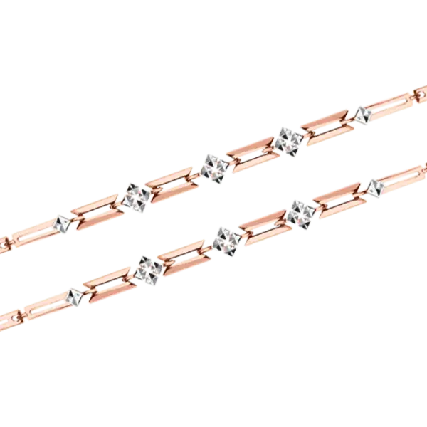 Product image of the product “Bracelet “Rectangular Links with Flowers” in 585 Two-Tone Gold ”