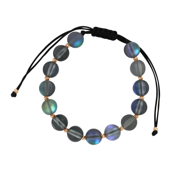 Product image of the product “Bracelet “Textile Cord with Moonstone Beads” in 585 Rose Gold ”