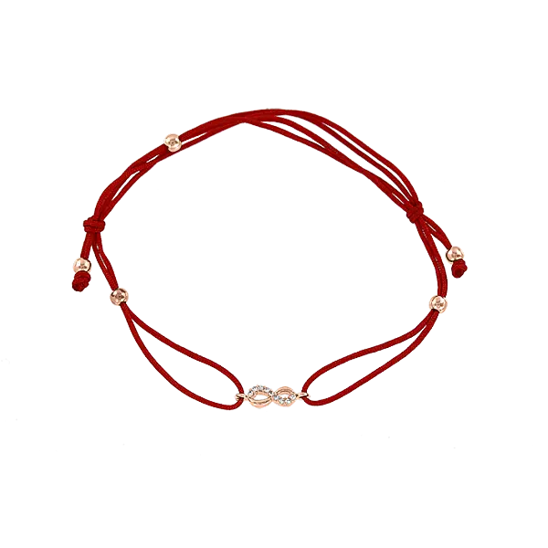 Product image of the product “Bracelet “Textile Cord with Stones” in 585 Rose Gold with Cubic Zirconia ”