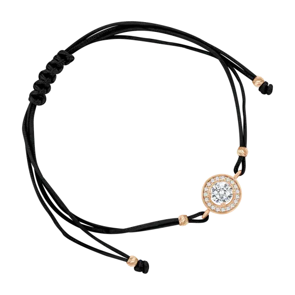 Artikelbild des Artikels “Armband „Textilband mit Steinrosette“ aus 585 Rotgold mit Zirkonia “