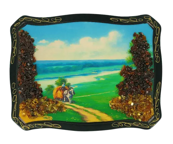 Artikelbild des Artikels “Bernsteinbild „Landschaft mit Weg“ “