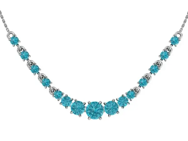 Product image of the product “Necklace “Graduated Blue Stones” in 925 Sterling Silver with Cubic Zirconia ”