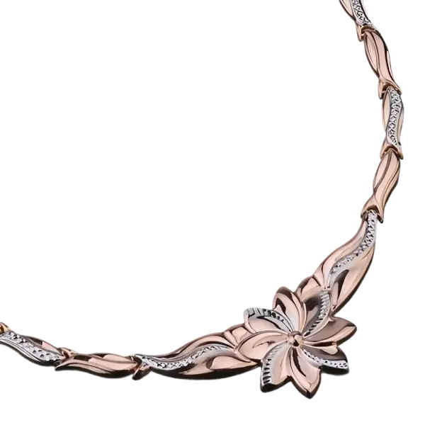 Product image of the product “Necklace “Flower with Ornament” in 585 Rose Gold with Diamonds ”