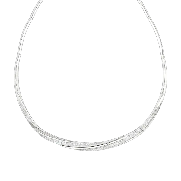 Artikelbild des Artikels “Collier „Gedrehtes Band mit Steinen“ aus 925 Silber mit Zirkonia “