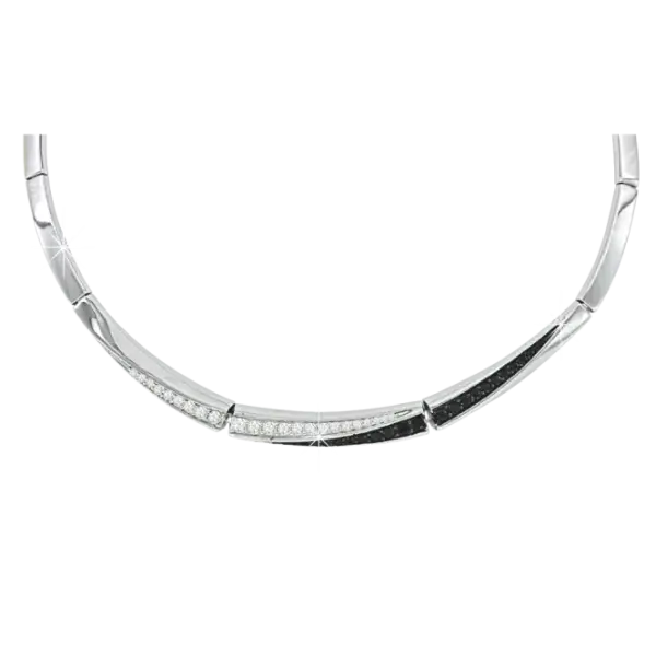 Artikelbild des Artikels “Collier „Gliederband mit Steinleisten“ aus 925 Silber mit Zirkonia “