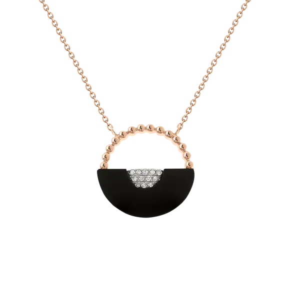 Product image of the product “Necklace “Semicircle with Onyx” in 585 Rose Gold with Diamonds and Onyx ”