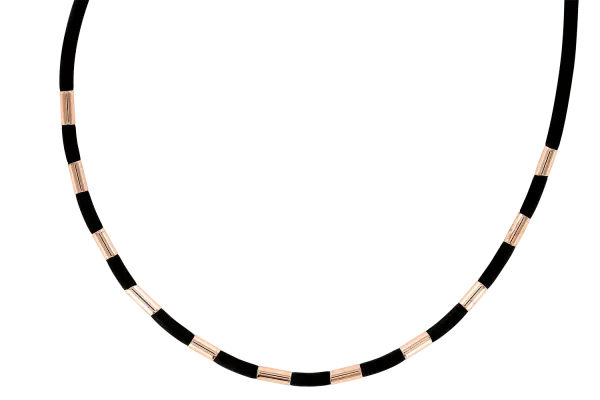 Product image of the product “Necklace “Rubber with Gold Tubes” in 585 Rose Gold ”