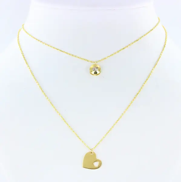 Product image of the product “Necklace “Ball and Heart” in 585 Yellow Gold with Cubic Zirconia ”