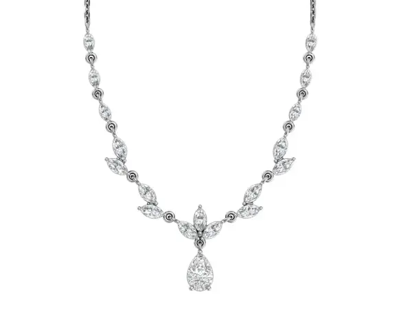 Product image of the product “Necklace “Navettes with Drops” in 925 Sterling Silver with Cubic Zirconia ”