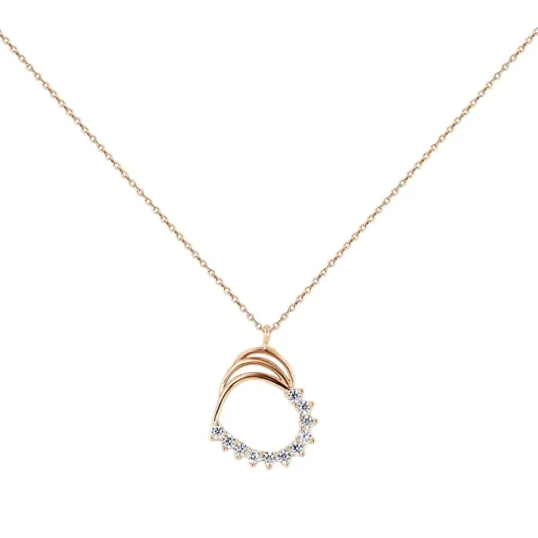 Product image of the product “Necklace “Open Heart with Stones” in 585 Rose Gold with Cubic Zirconia ”