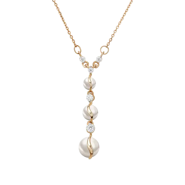 Product image of the product “Necklace “Stacked Pearls” in 585 Rose Gold with Cubic Zirconia and Pearls ”