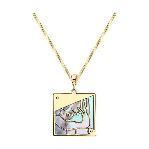 Product image of the product “Necklace “Square with Mother-of-Pearl” in Gold-Plated 925 Sterling Silver with Mother-of-Pearl ”