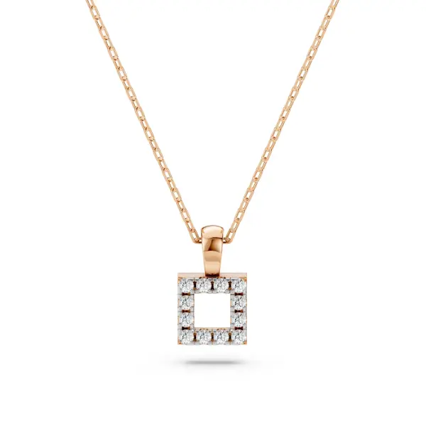 Product image of the product “Necklace “Square with Stone Halo” in 585 Rose Gold with Diamonds ”