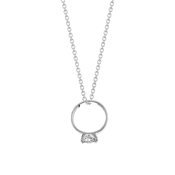 Product image of the product “Necklace “Ring with Solitaire” in 925 Sterling Silver with Cubic Zirconia ”