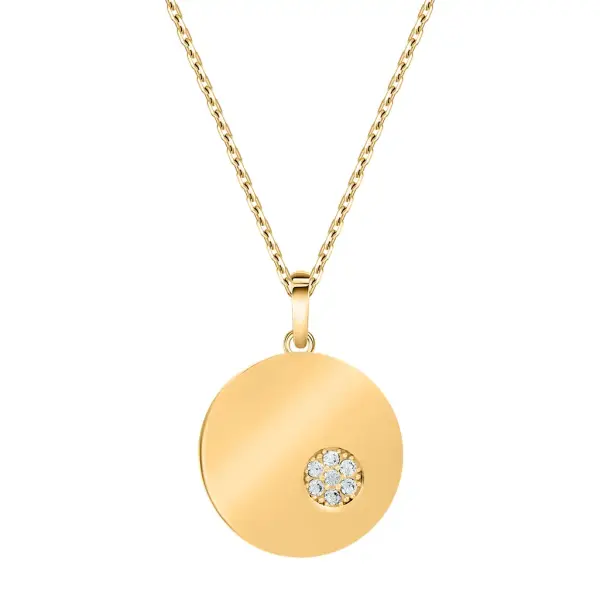 Product image of the product “Necklace “Round Disc with Stones” in 585 Yellow Gold with Cubic Zirconia ”