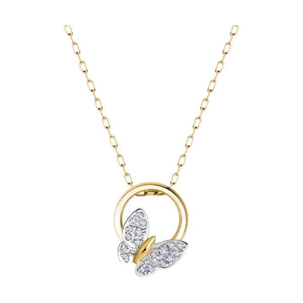 Product image of the product “Necklace “Butterfly in Ring” in 585 Two-Tone Gold with Cubic Zirconia ”