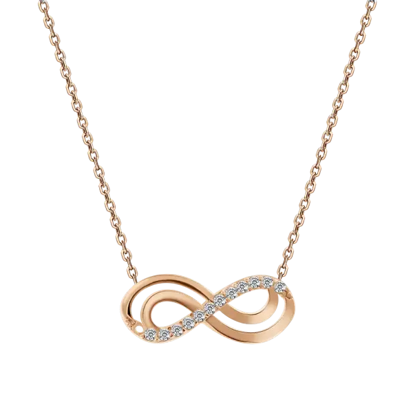 Product image of the product “Necklace “Infinity with Stone Row” in 585 Rose Gold with Cubic Zirconia ”
