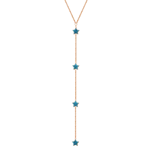 Product image of the product “Necklace “Y Necklace with Stars” in Gold-Plated 925 Sterling Silver with Turquoise ”