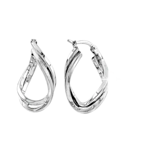 Product image of the product “Hoop Earrings “Twisted Oval” in 925 Sterling Silver ”