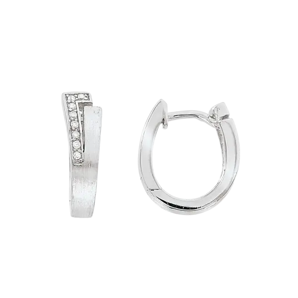 Product image of the product “Hoop Earrings “Matte Stepped Oval” in 925 Sterling Silver with Cubic Zirconia ”