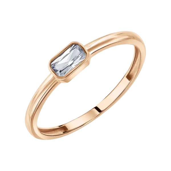 Artikelbild des Artikels “Damenring „Baguette in Fassung“ aus 585 Rotgold mit Zirkonia “