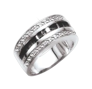 Product image of the product “Women's Ring “Wide with Stone Rows” in 925 Sterling Silver with Cubic Zirconia ”