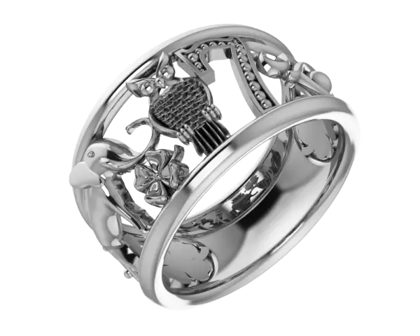 Product image of the product “Women's Ring “Wide with Animal Motifs” in 925 Sterling Silver 21.5 mm”