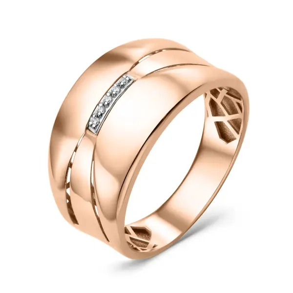 Product image of the product “Women's Ring “Wide Band with Stone Bar” in 585 Rose Gold with Cubic Zirconia ”
