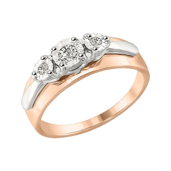 Product image of the product “Women's Ring “Three Stones” in 585 Two-Tone Gold with Diamonds ”
