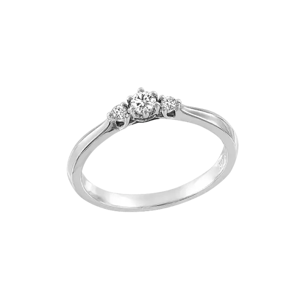 Product image of the product “Women's Ring “Three Stones” in 585 White Gold with Diamonds, 0.145 ct ”