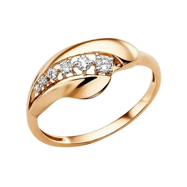 Product image of the product “Women's Ring “Three Stones with Wave” in 585 Rose Gold with Cubic Zirconia ”