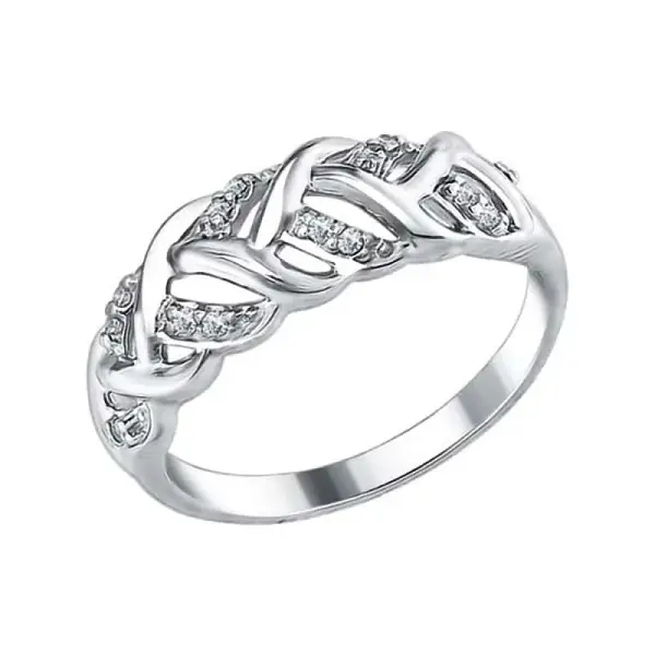 Product image of the product “Women's Ring “Woven with Stones” in 925 Sterling Silver with Cubic Zirconia ”