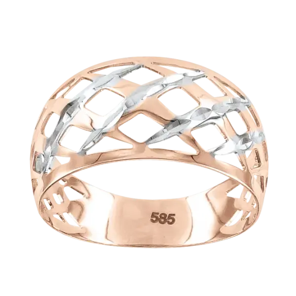 Artikelbild des Artikels “Damenring „Gitternetz durchbrochen“ aus 585 Bicolor-Gold “