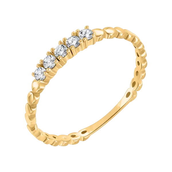 Product image of the product “Women's Ring “Link Bangle with Row of Stones” in 585 Yellow Gold with Cubic Zirconia ”