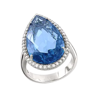 Artikelbild des Artikels “Damenring „Großer Tropfen im Steinkranz“ aus 925 Silber mit Zirkonia und Topas “